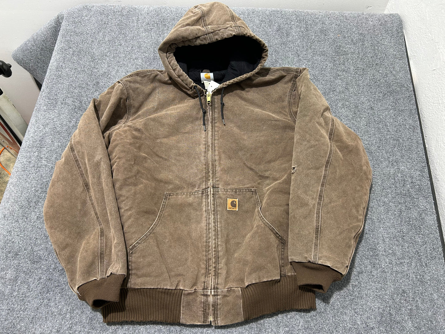 Carhartt Hooded Work Jacket - Light Brown Size XXL