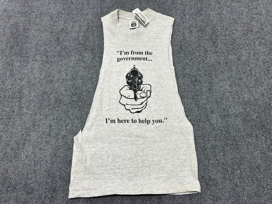 Im From The Government Cutoff Tee - Grey Size Small