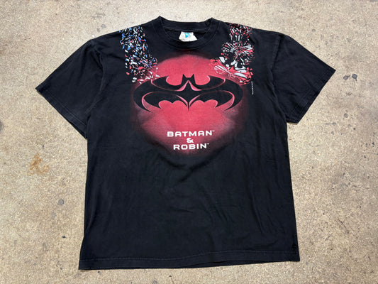 1997 Batman & Robin Blue Red Tee - Black Size XL