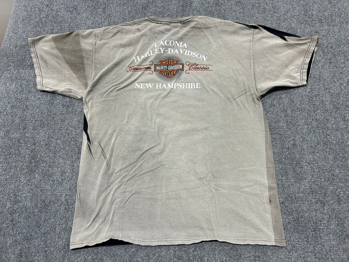 Harley Davidson Girl In Leather Laconia Tee - Faded Black Size XL