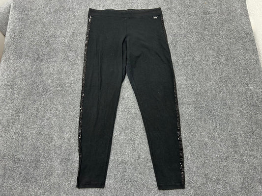 Pink Sequence Stripe Leggings - Black Size Large