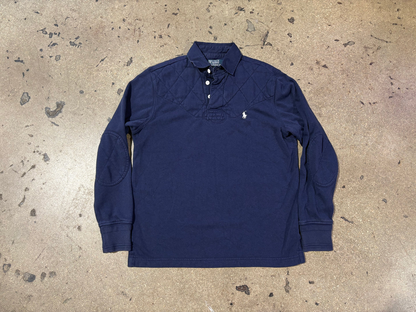 Polo Ralph Lauren Quilted Rugby Shirt - Navy Size Small
