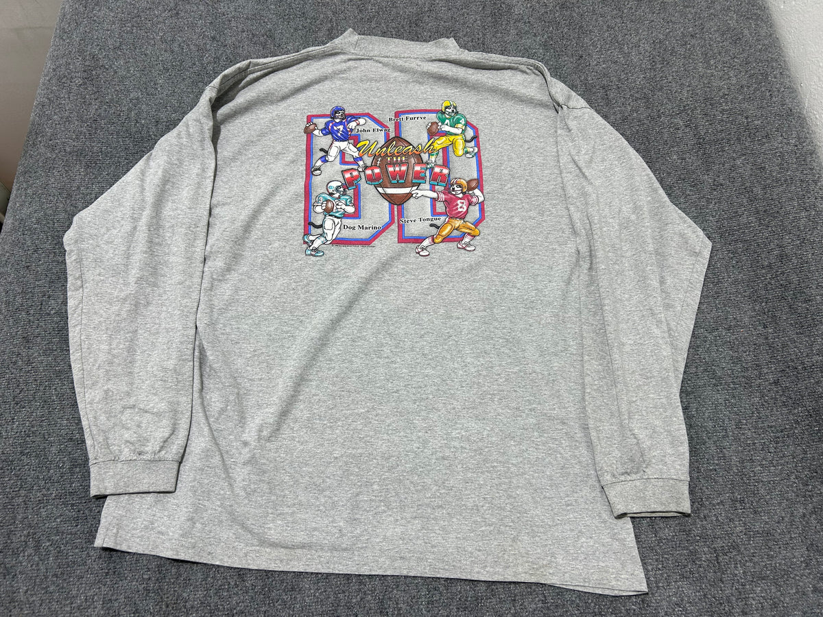 1998 Big Dogs Unleash The Power Football Long Sleeve Shirt - Gray Size XXXL