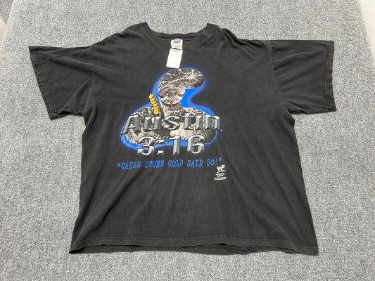 1998 Stone Cold Rattlesnake Tee - Black Size XXL (con)