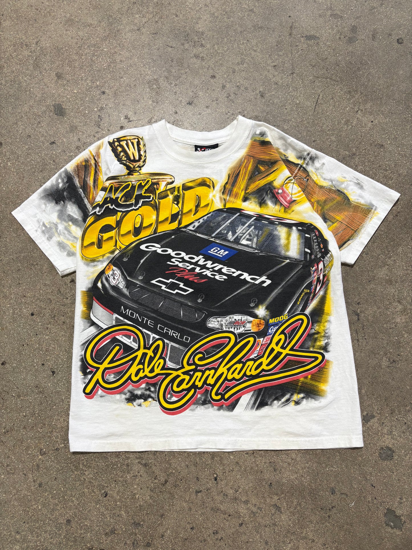 2000 Dale Earnhardt Black Gold AOP Tee - White Size Medium