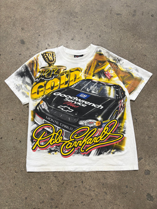 2000 Dale Earnhardt Black Gold AOP Tee - White Size Medium