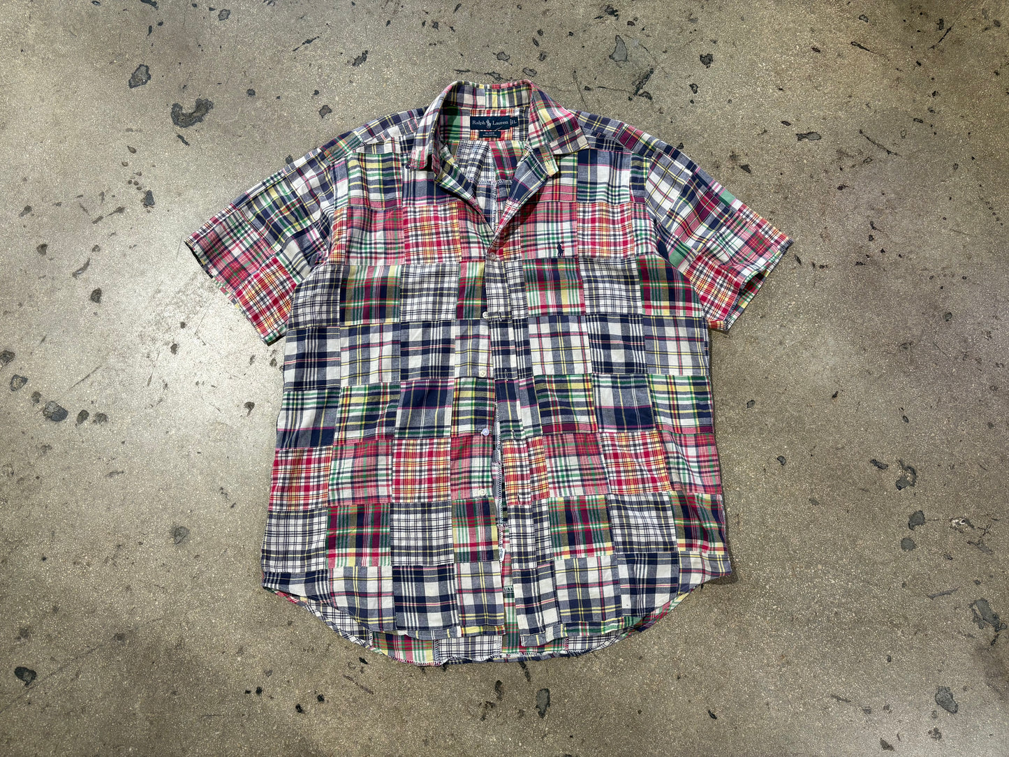 Polo Ralph Lauren Patchwork Work Plaid Button Up Shirt - Multicolor Size Large