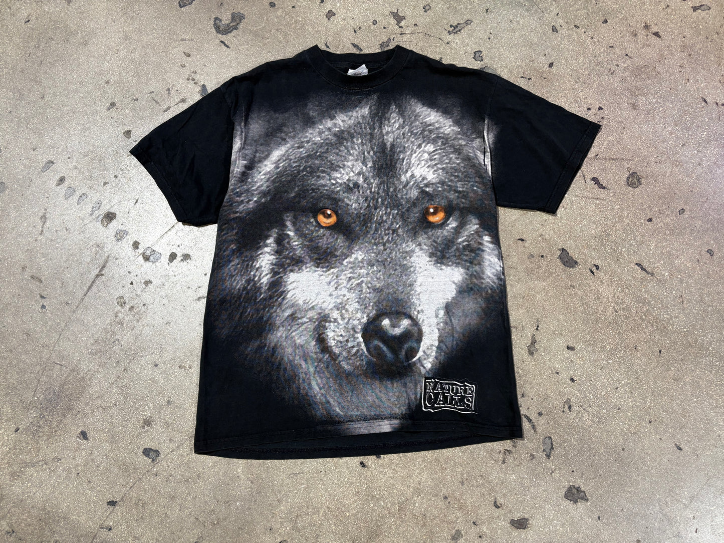 Nature Calls Big Face Lobo Tee - Black Size XL