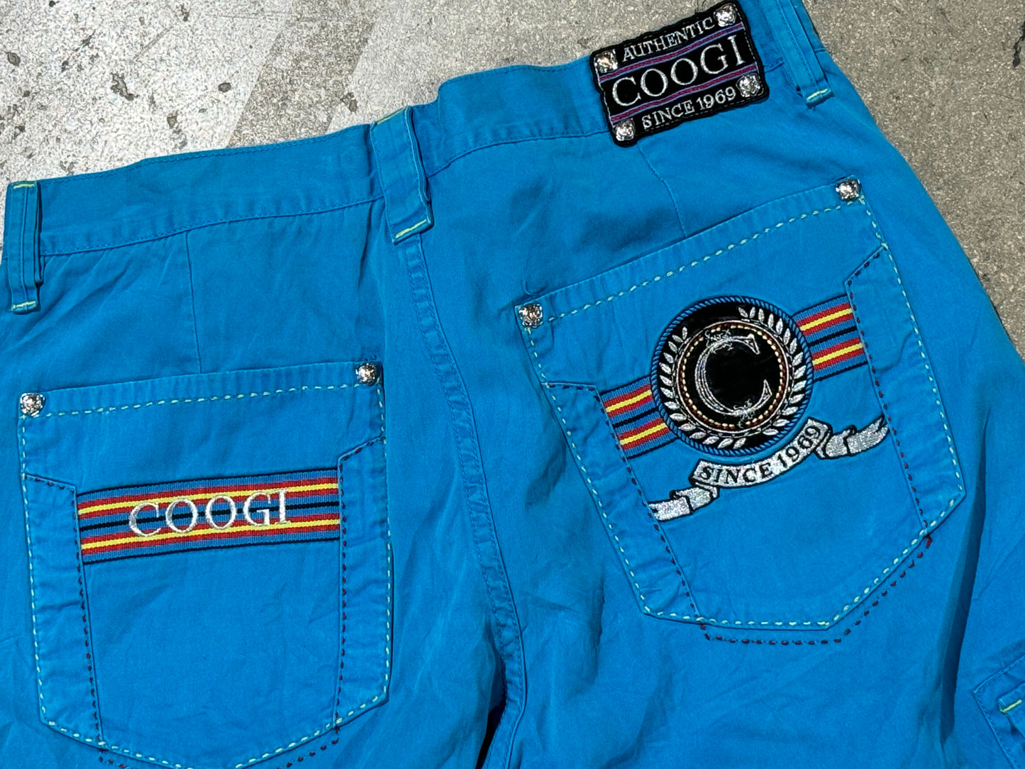 Coogi Baggey Denim Shorts - Bright Blue Size 38