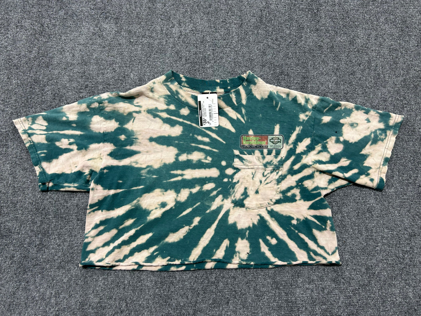 WMNS Harley Davidson Cropped Pocket Tee - Tie Dye Size Large