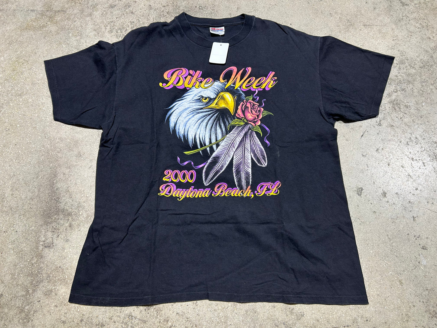 2000 Bike Week Eagle With Rose Tee - Black Size XL