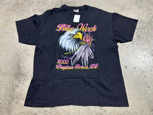 2000 Bike Week Eagle With Rose Tee - Black Size XL