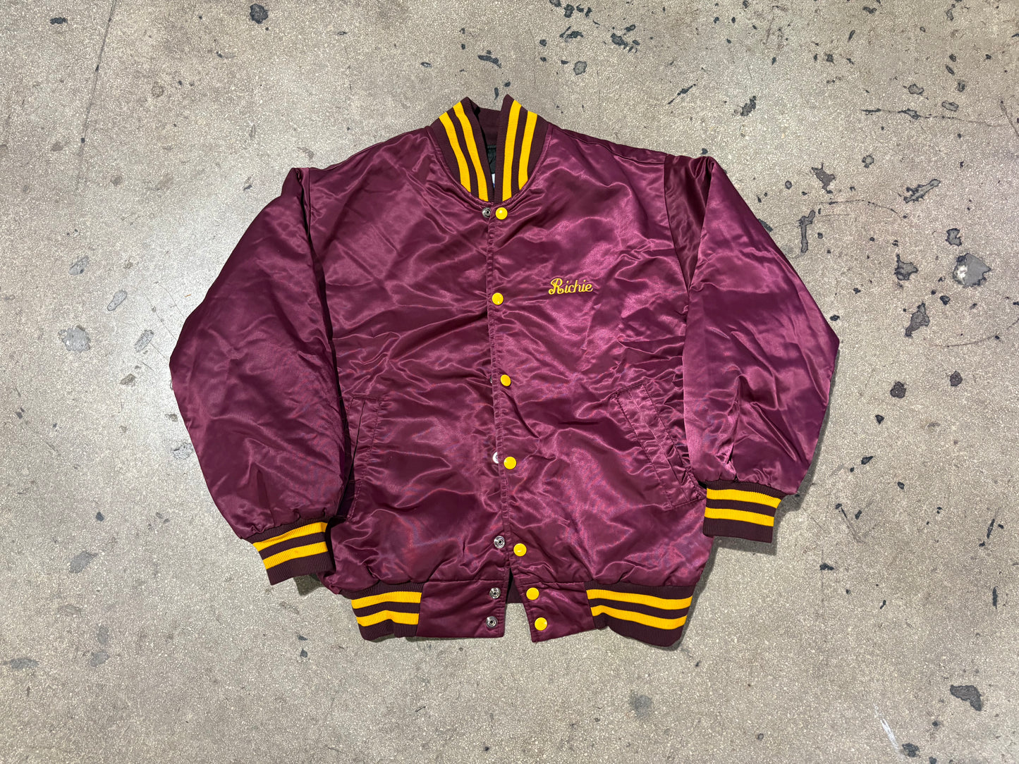 Chester Football Satin Varsity Jacket - Maroon Size Medium