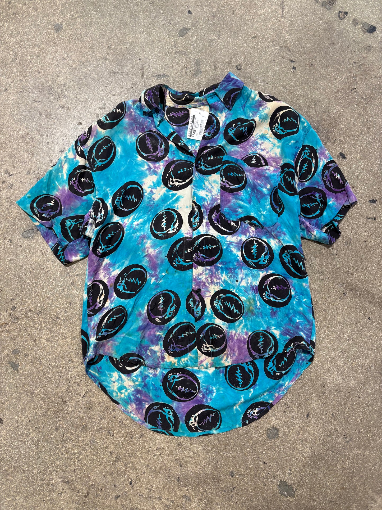 1994 Grateful Dead Rayon Tee - Blue/Purple Size Medium