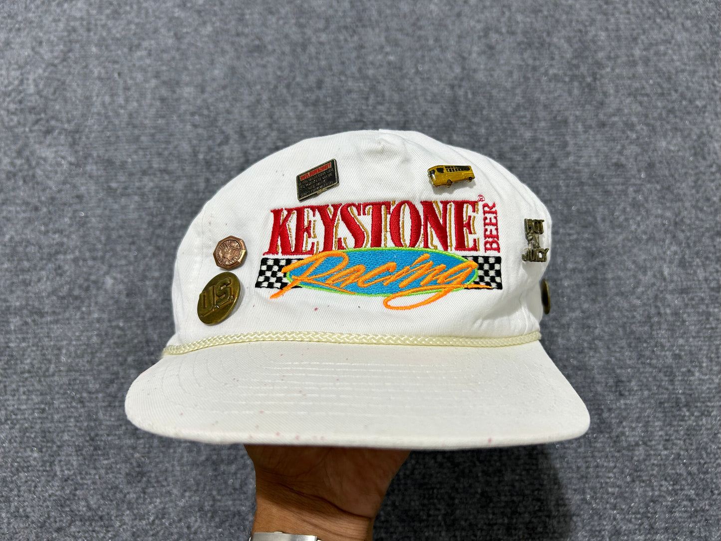 Keystone Beer racing & 7 Pin Hat - White