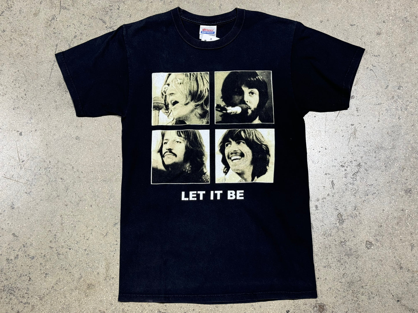 Beatles Let It Be Bottom Text Tee - Black Size Small