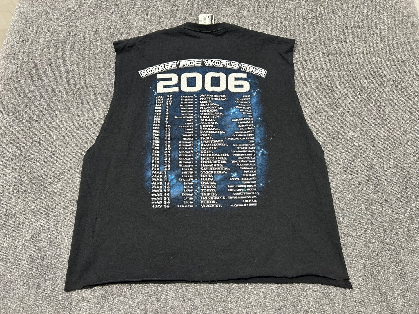 Cutoff Sleeveless 2006 Edguy Rocket Ride Tour Tee - Black Size XL