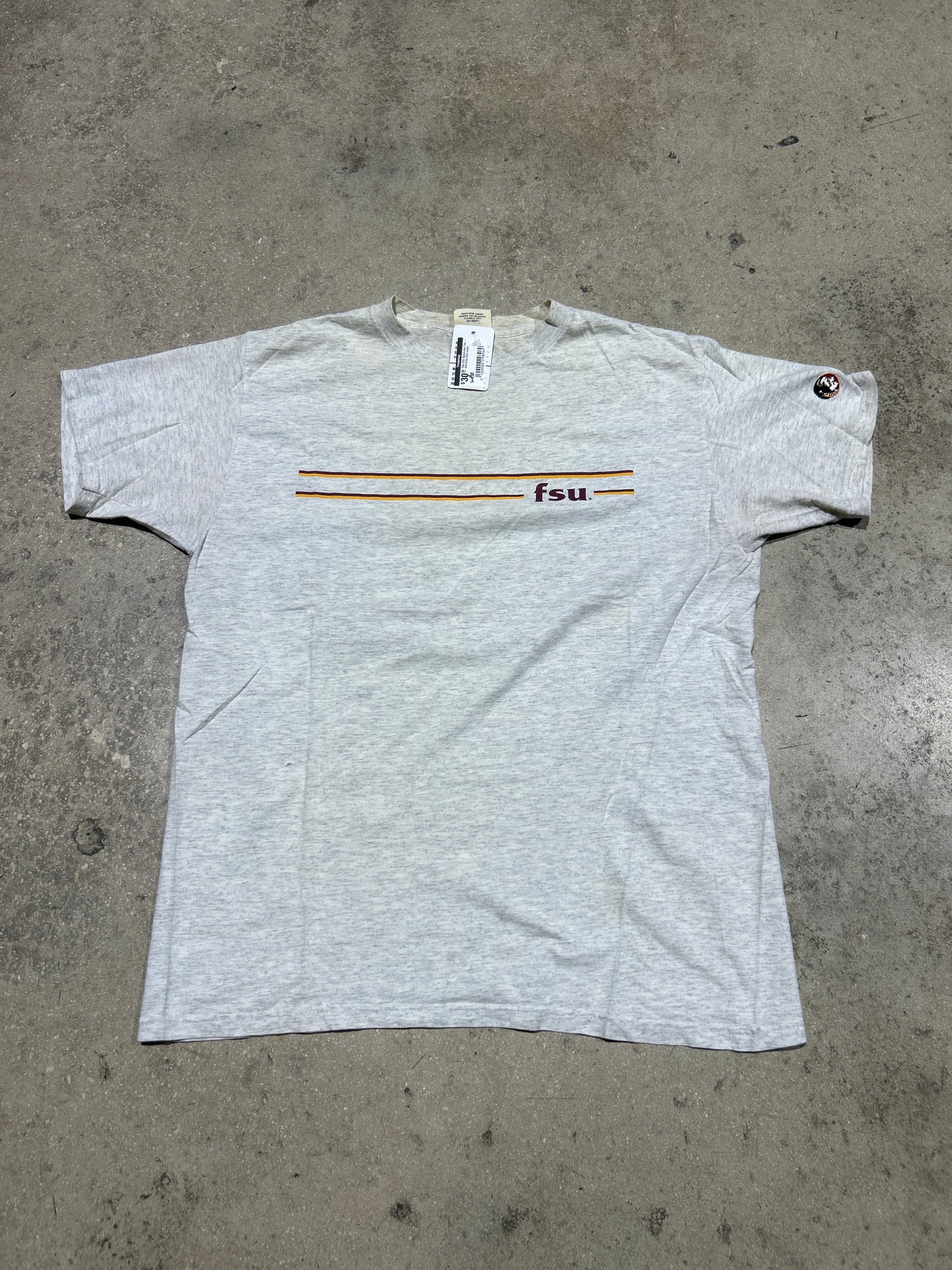 90s FSU Seminoles Tee - Ash Grey Size Large