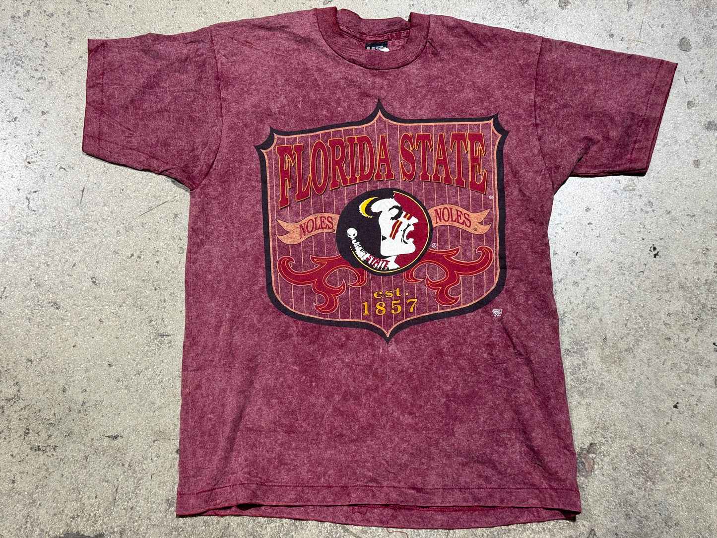 FSU Screen Stars Tee - Burgundy Acid Wash Size XL