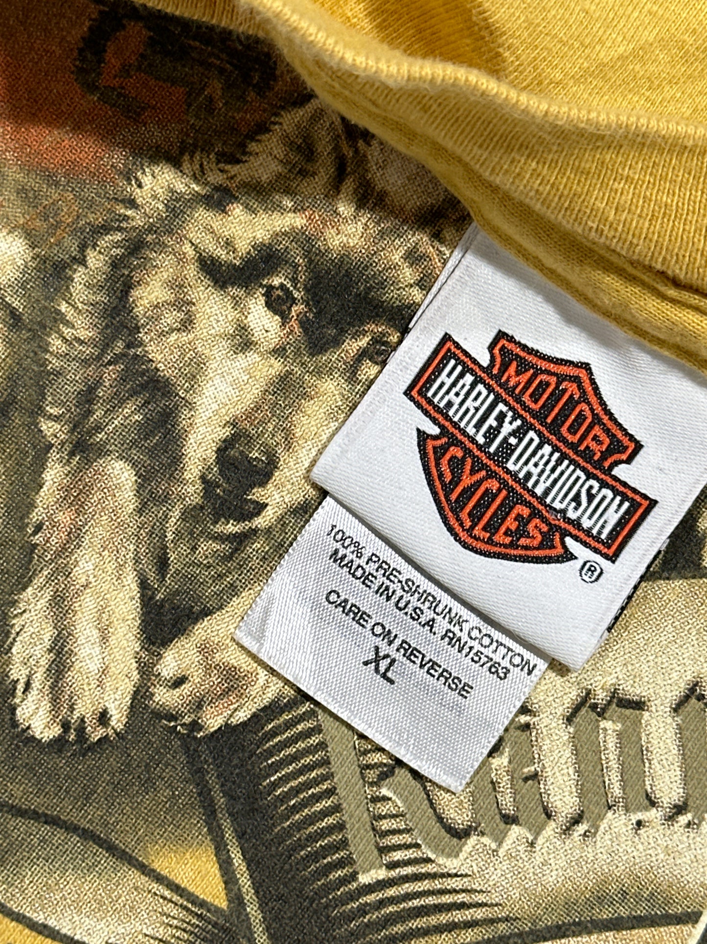 2009 Harley Davidson Wolves Tee - Yellow Size XL