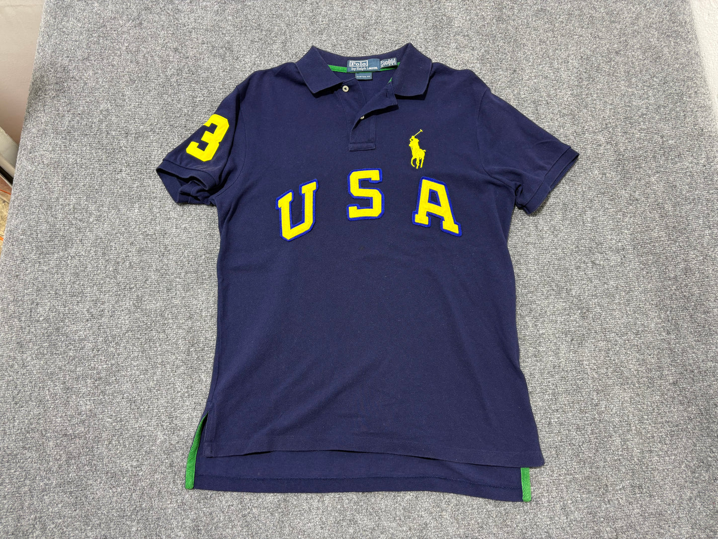 Polo Ralph Lauren USA Polo Shirt - Navy / Yellow Size Medium