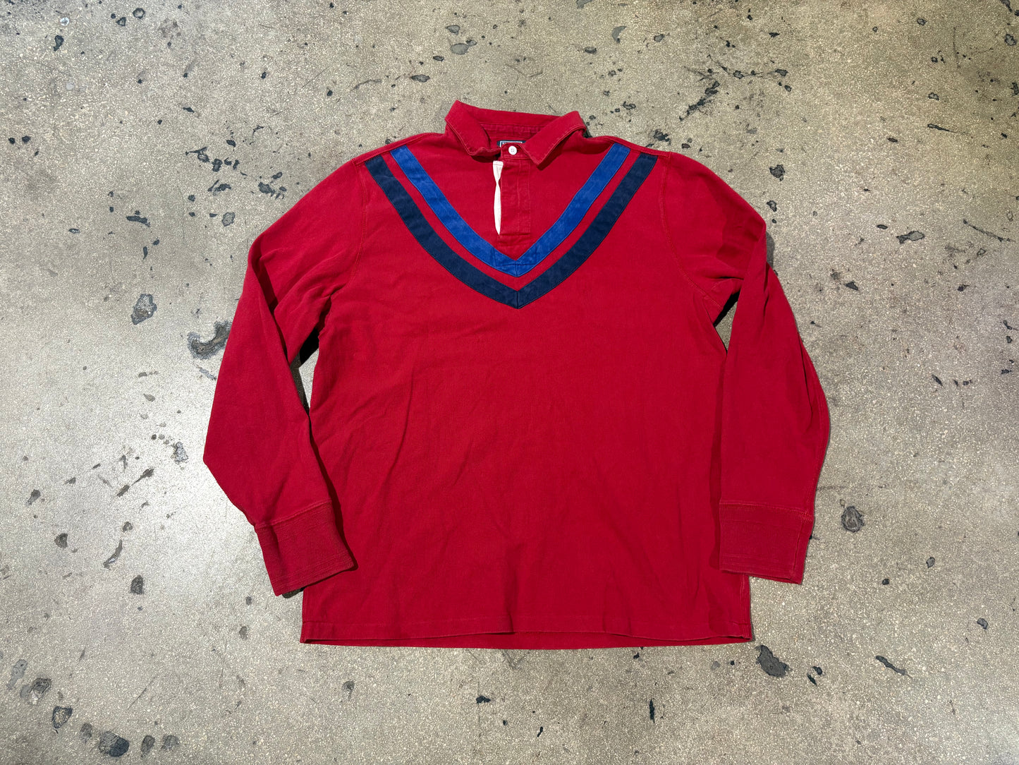 Polo Ralph Lauren Diagonal Double V Rugby Shirt - Red Size Large