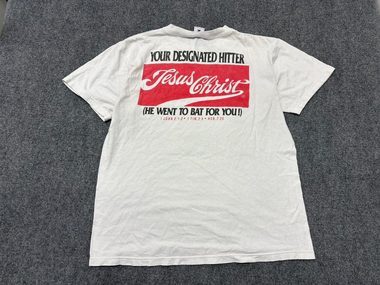 1993 His Sacrifice Baseball Jesus Tee - White Size Large
