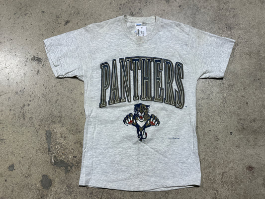 1993 Panthers Arch Logo Tee - Grey Size Medium