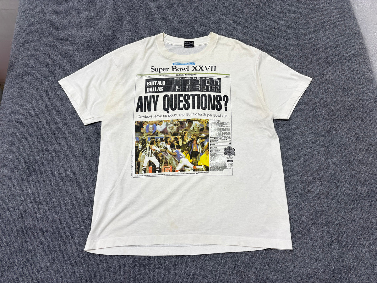1993 Super Bowl XXVII Newspaper Tee - White Size XL