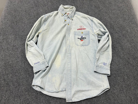 Dale Earnhardt Light Wash Denim Button Down - Blue Size Medium
