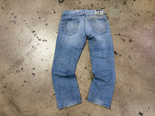 Tru Religion Baseball Stitch Pocket Denim Jeans - Light Wash Size 36