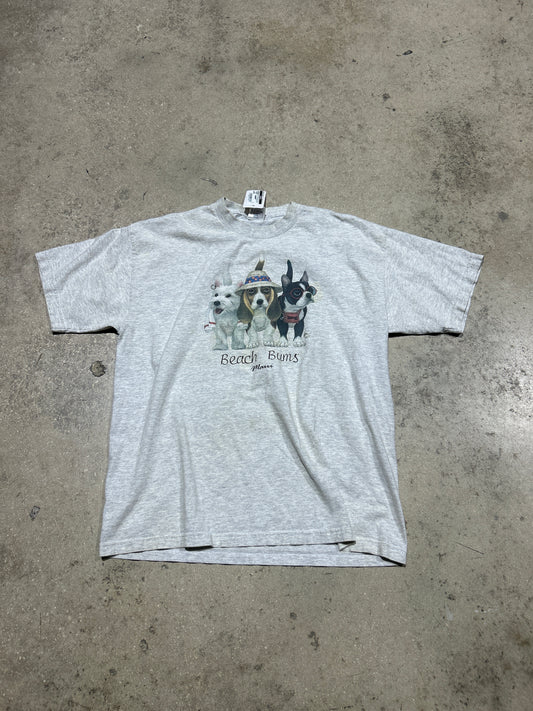 90s Beach Bums Dog Trio Tee - Ash Grey Size XL