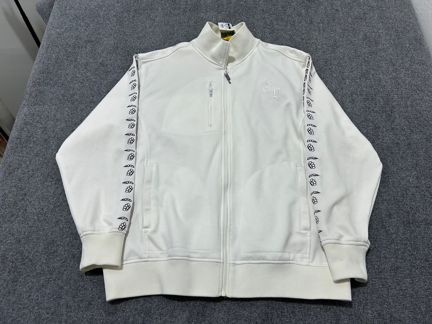Artful Dodger Embroidered Zip Up Jacket - White / Purple Size XL