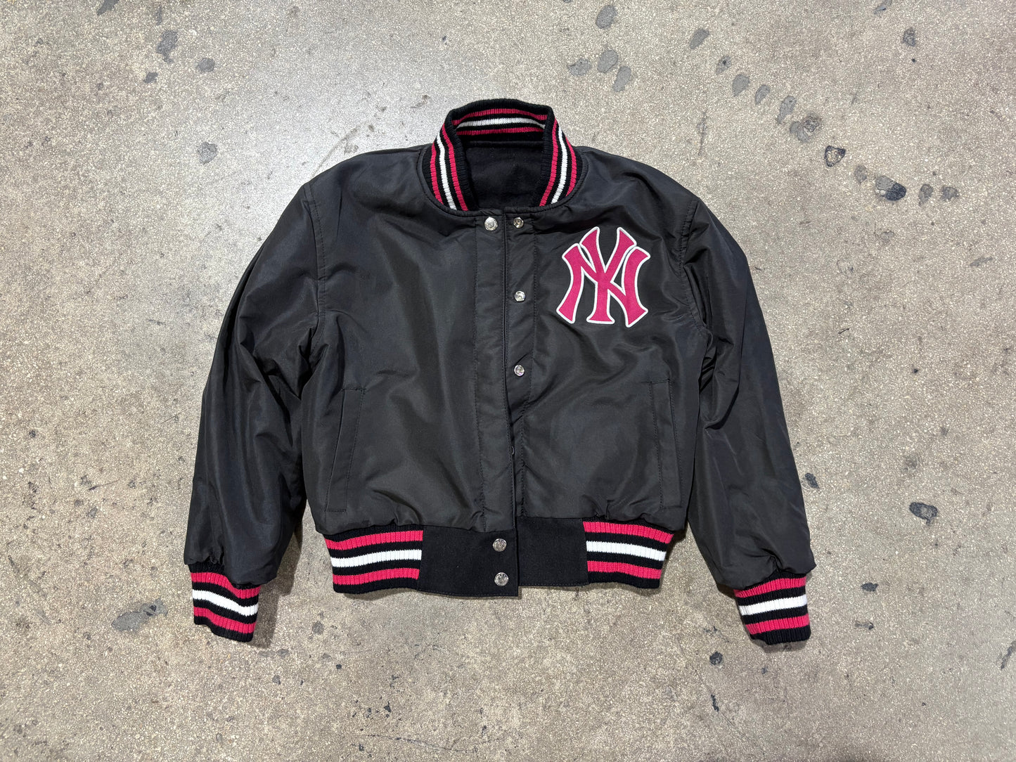 Womens JH Design New York Yankees Reversible Jacket - Black / Pink Size Small