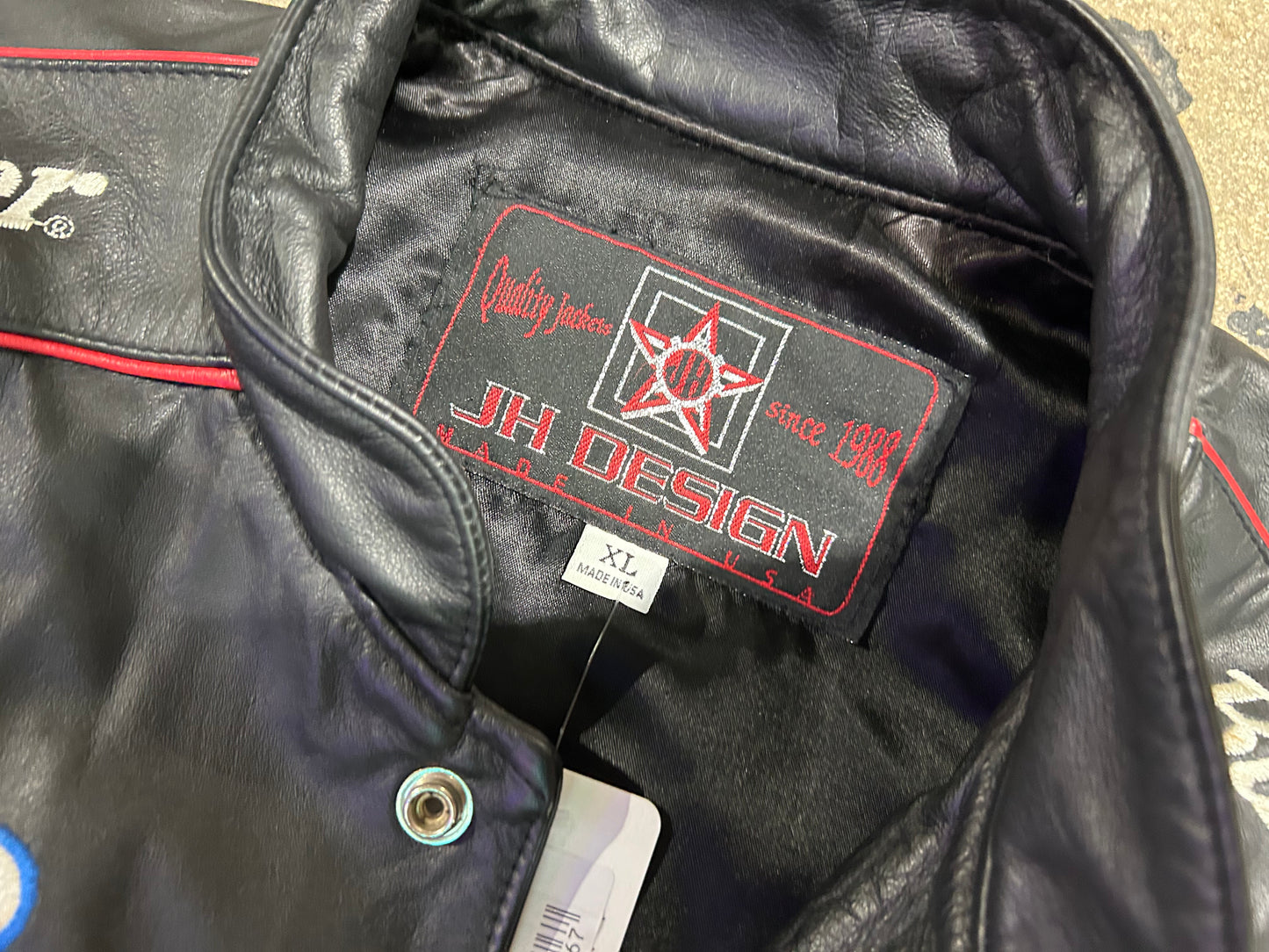 JH Design Bud King Of Beers Leather Racing Jacket - Black Size XL