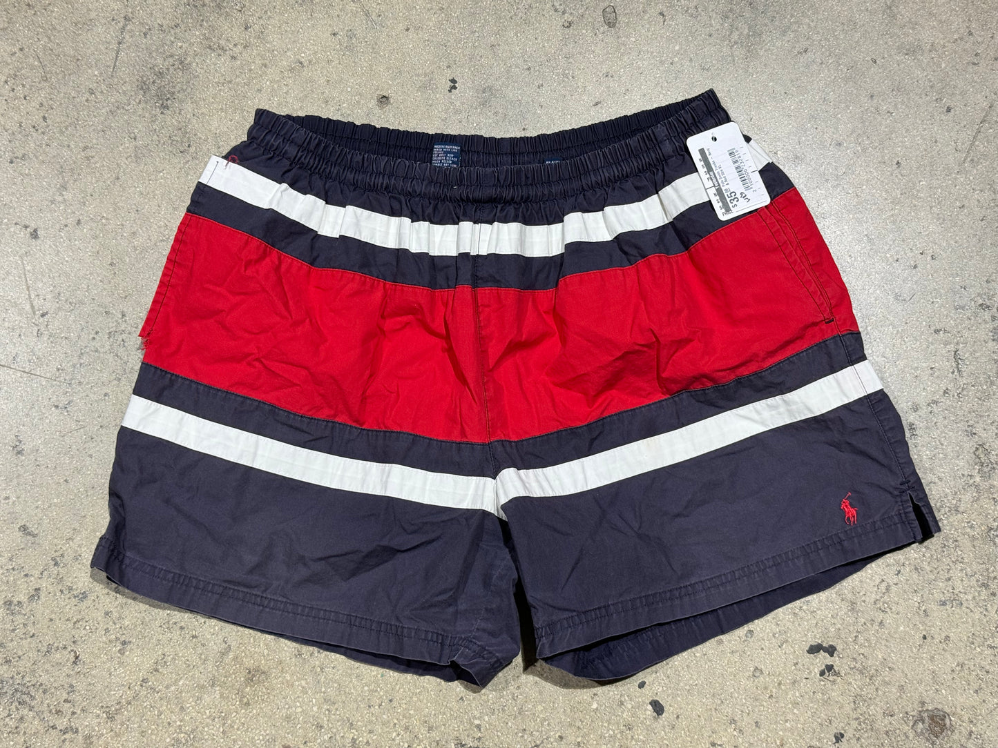 Polo Swim Trunks - Navy & Red Size XL