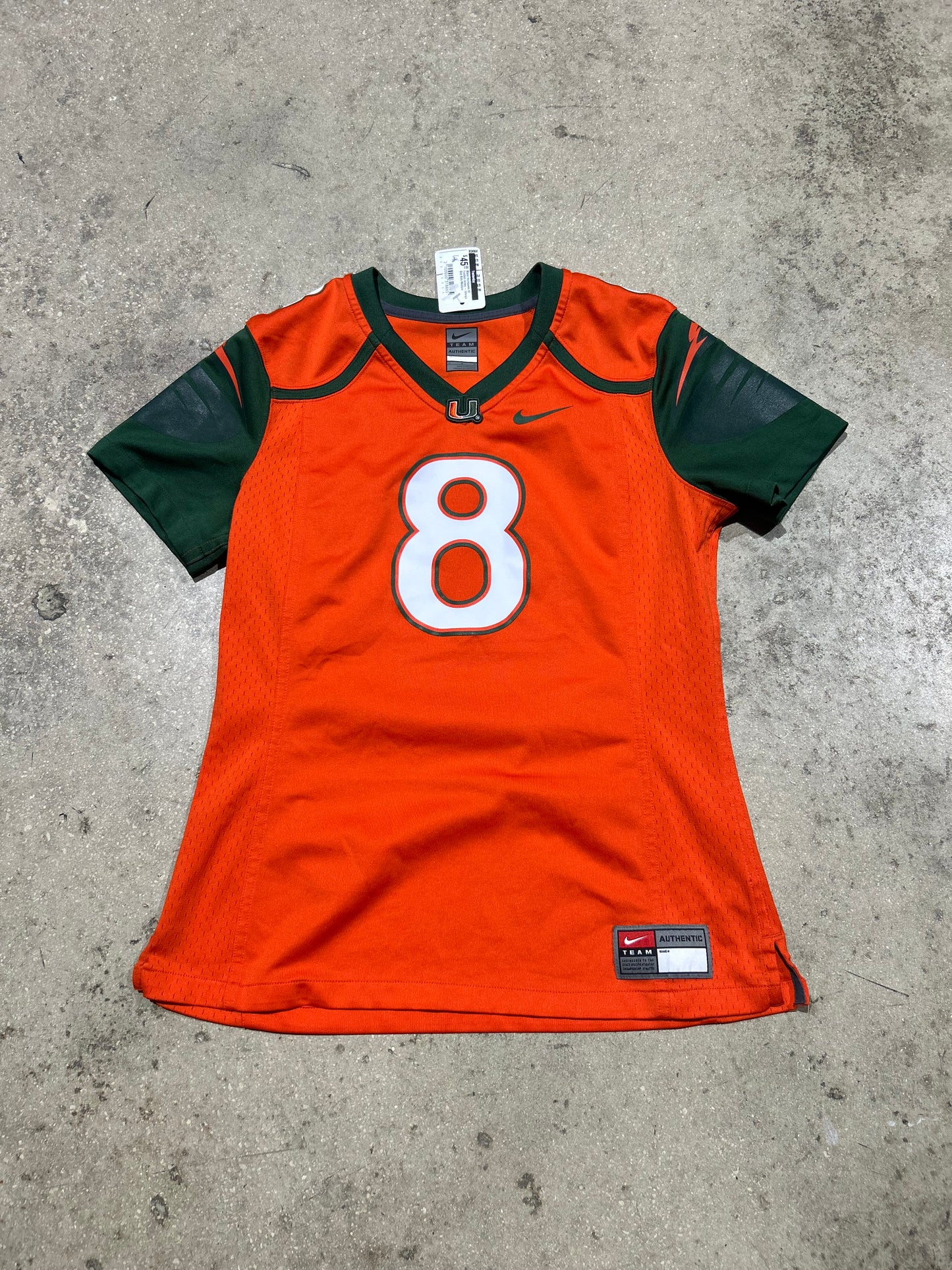 Miami Hurricanes #8 Football Jersey - Orange Size Kids Medium