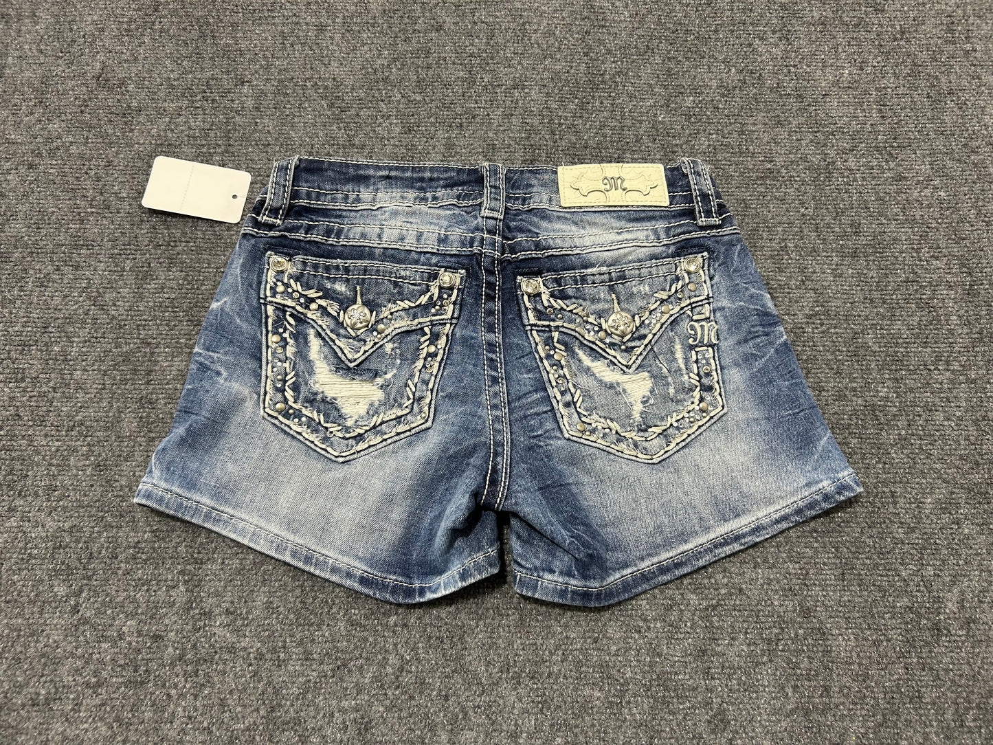 Miss Me Studded Flap Pocket Shorts - Blue Size 25