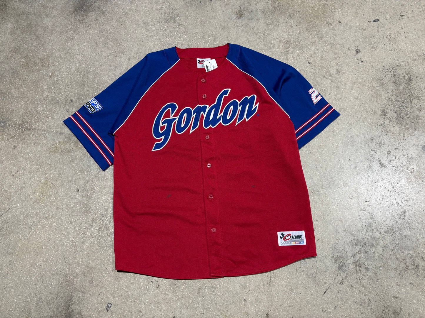 Chase Jeff Gordon #24 Baseball Jersey - Red/Blue Size Large