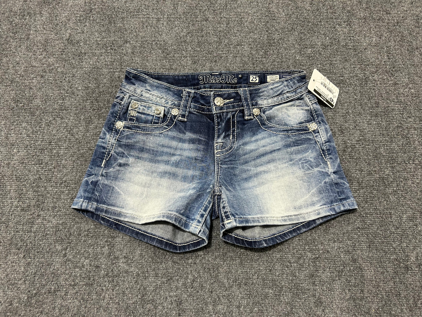 Miss Me Studded Flap Pocket Shorts - Blue Size 25