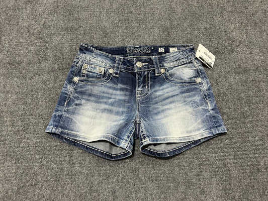 Miss Me Studded Flap Pocket Shorts - Blue Size 25