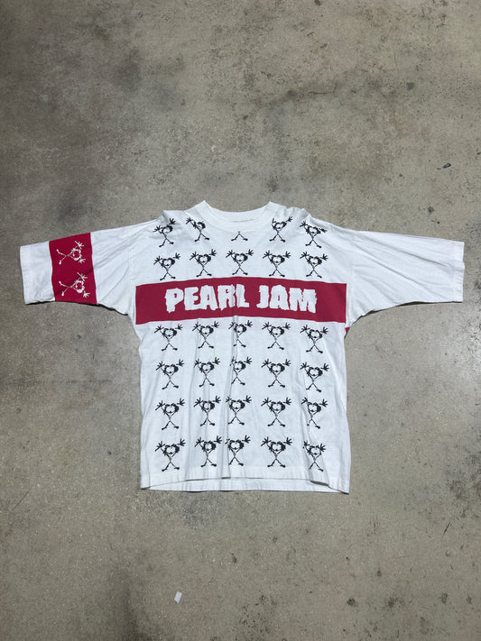 Pearl Jam Spell Out AOP Tee - White Size XL (23 x 30)