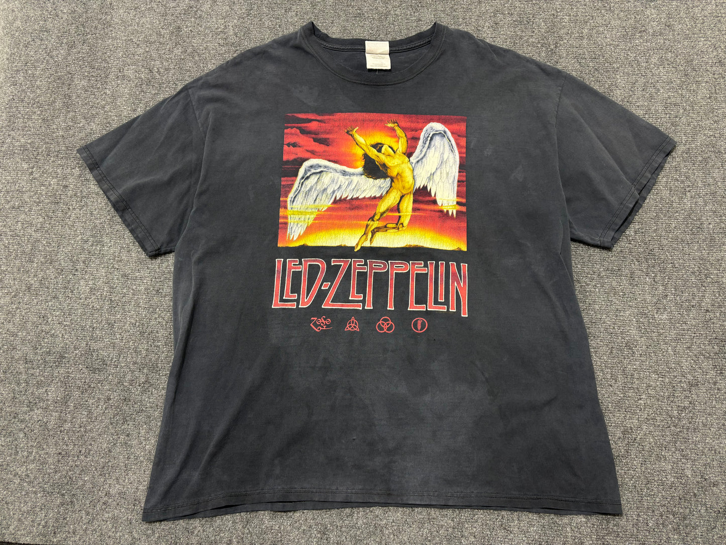 2000 Led Zeppelin Icarus Angel Tee - Faded Black Size XXL