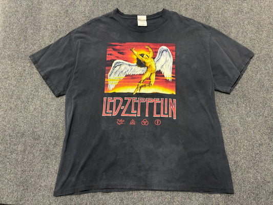 2000 Led Zeppelin Icarus Angel Tee - Faded Black Size XXL