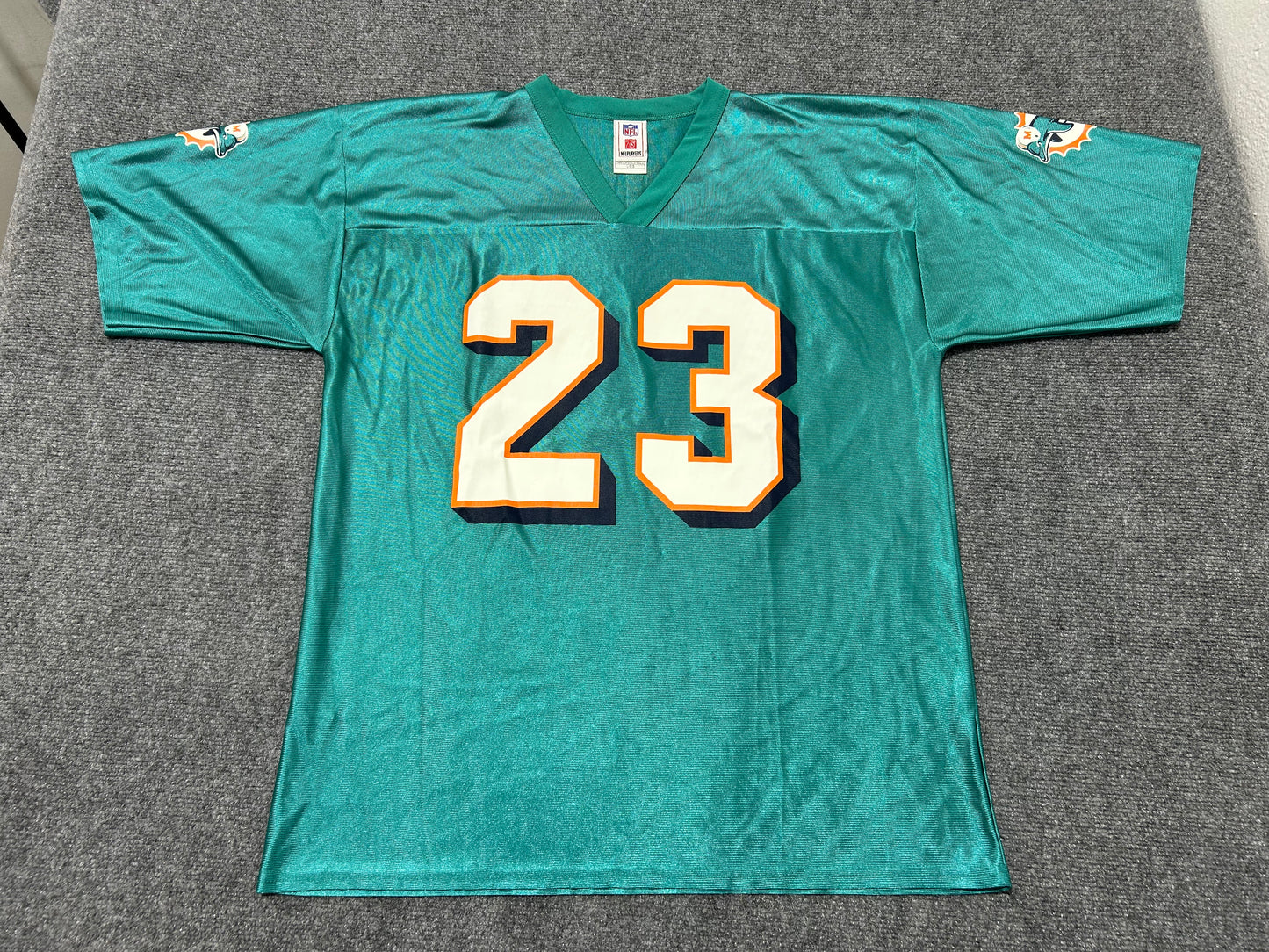 Miami Dolphins Shiny Rookie Brown #23 Football Jersey - Teal Size Large (con)