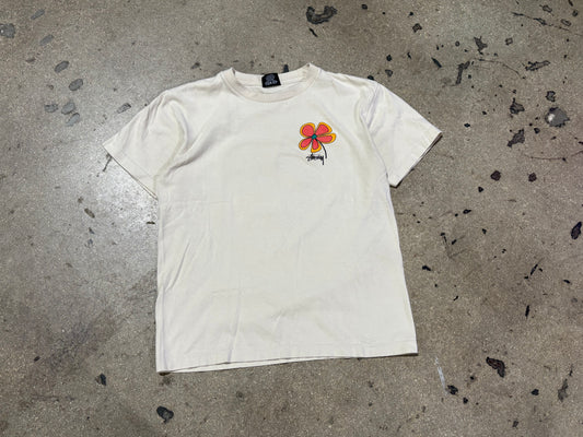 Stussy Flower Logo Tee - Beige Size Small