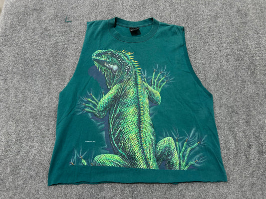 Big Iguana Cut Off Shirt - Green Size XL