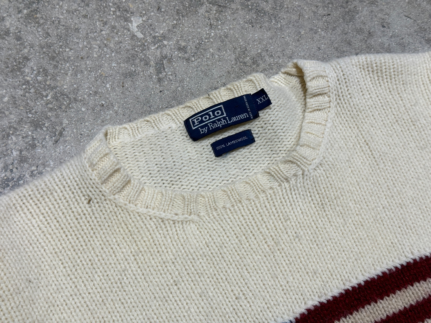 Polo Ralph Lauren USA Flag Polo Knit Sweater - Cream XXL