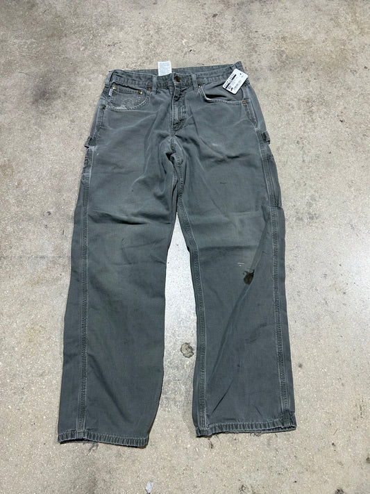 Distressed Carhartt Carpenter Pants - Olive Size 31x32
