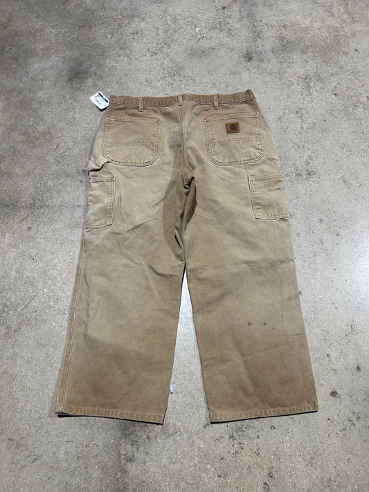 Distressed/Paint Splatter Carhartt Carpenter Pants - Dark Khaki Size 40x30